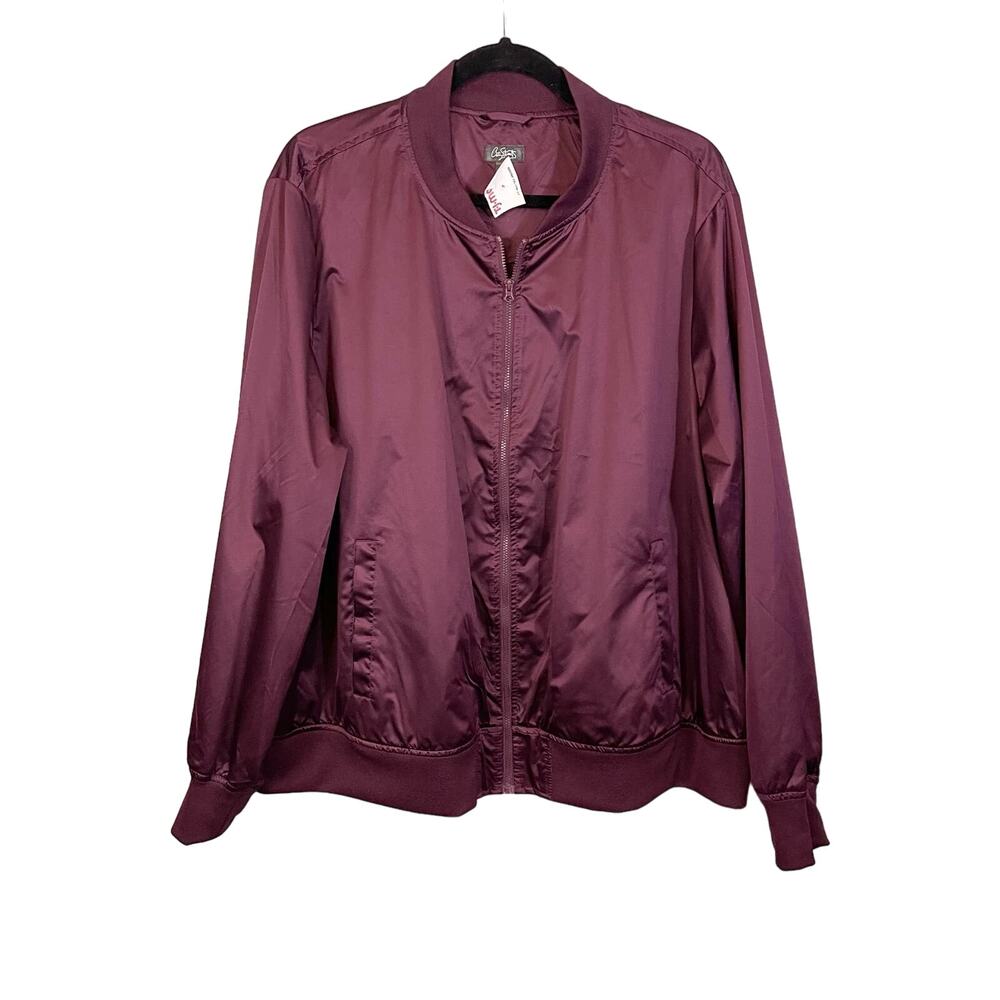 City Streets Maroon Full Zip Sportswear Varsity Bomber Jacket Plus Size 3X NWT